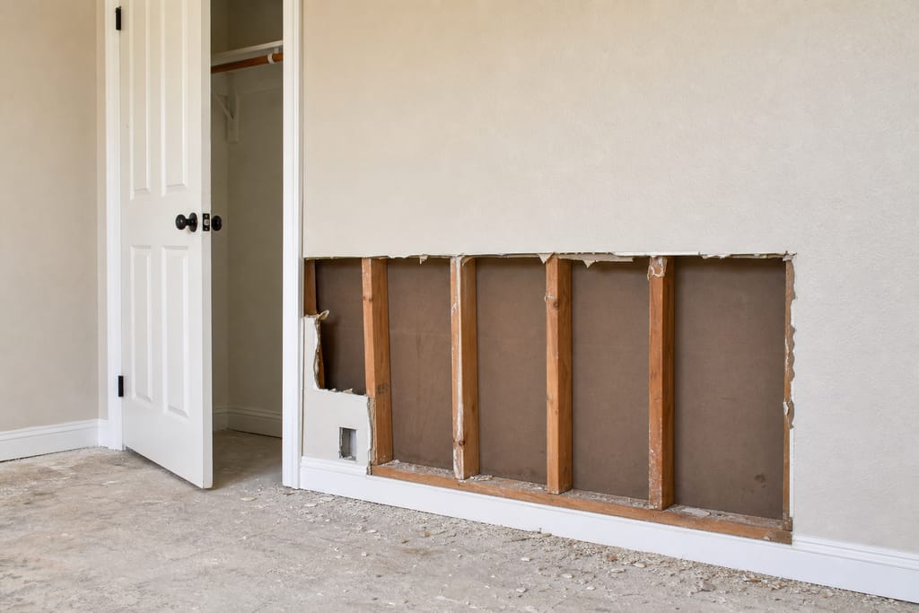 Remove affected sheetrock photo